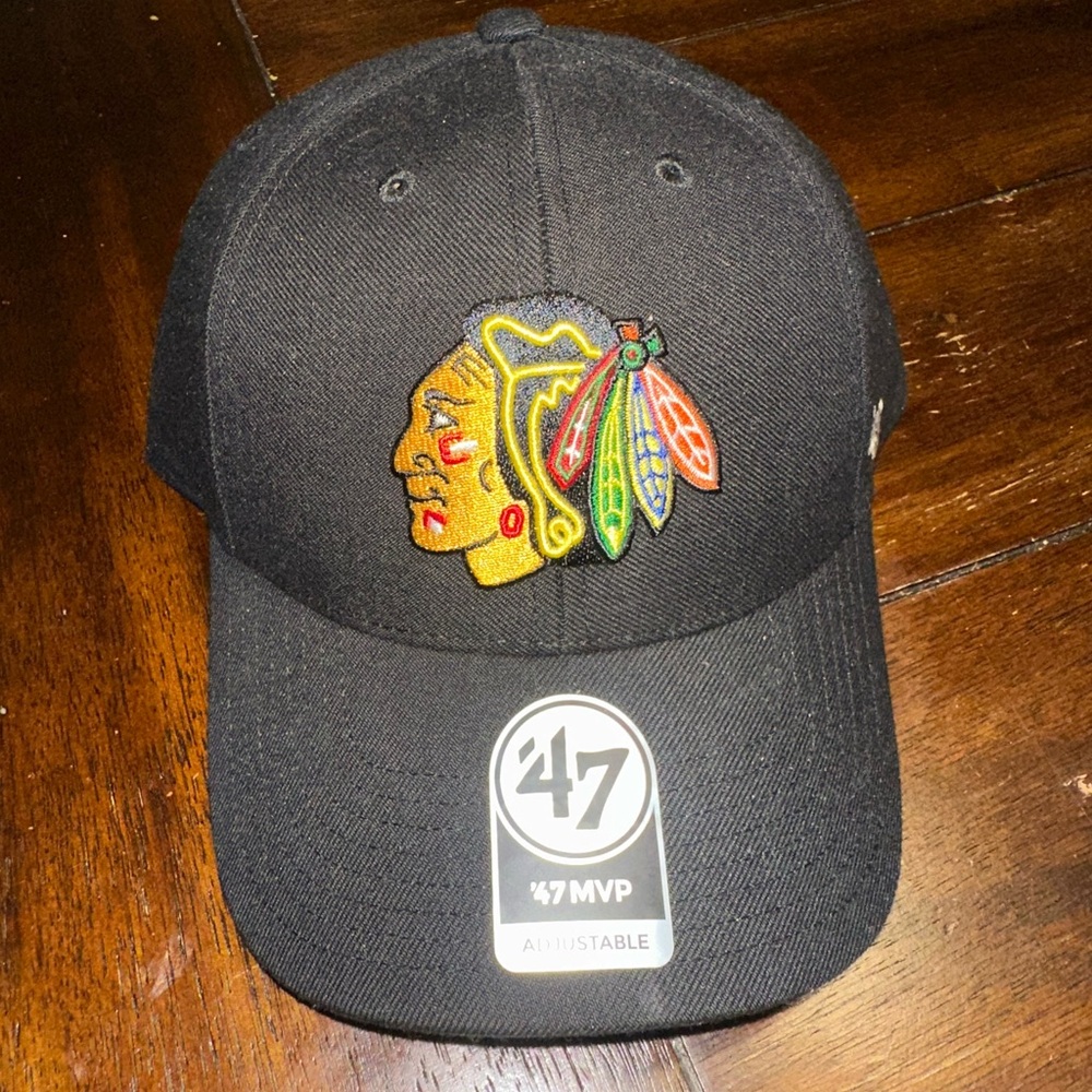 47 Brand Black Cap with Colorful Embroidered Design